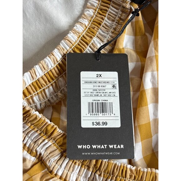 Who What Wear Gingham One Shoulder Maxi Dress 2X Elastic Waist Cutout New - Picture 7 of 8